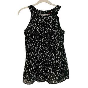 Merona Halter Black White Ruffle Blouse Small